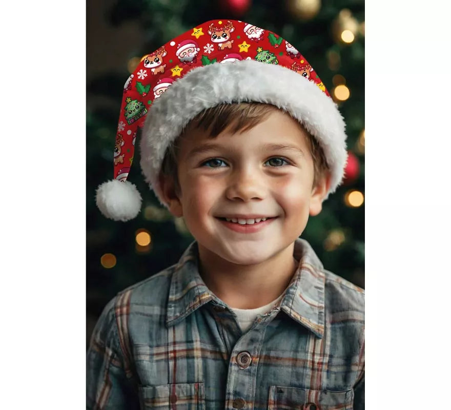 Translation missing: es.Gorro Estampado Navideño rojo infantil