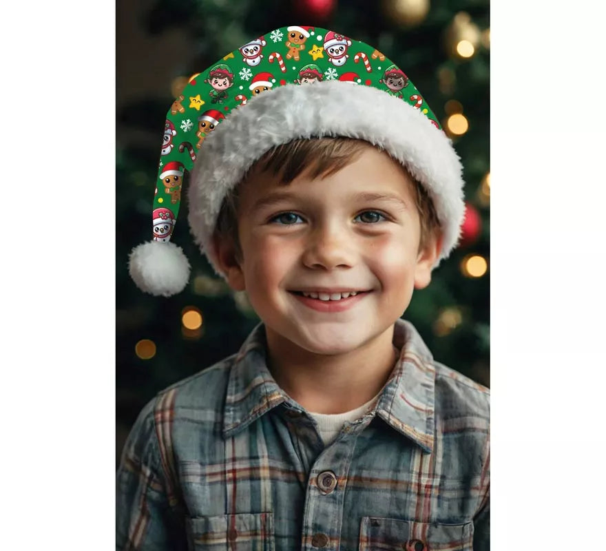 Translation missing: es.Gorro Estampado Navideño verde infantil