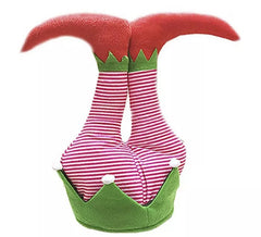 Cappello in schiuma con gambe da elfo aiutante di Babbo Natale da 46 cm