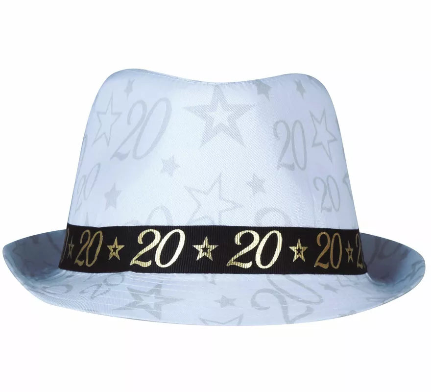 Translation missing: es.Gorro Gángster Blanco 20 Años Cumpleaños y Aniversarios
