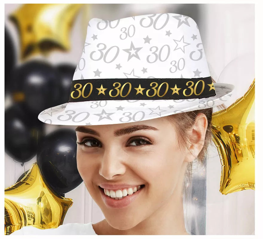 Translation missing: it.Gorro Gángster Blanco 30 Años Cumpleaños y Aniversarios