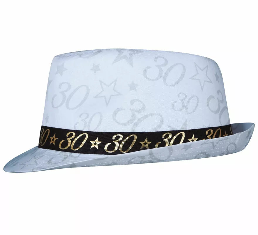 Translation missing: it.Gorro Gángster Blanco 30 Años Cumpleaños y Aniversarios