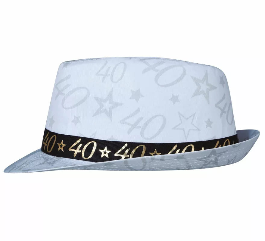 Translation missing: es.Gorro Gángster Blanco 40 Años Cumpleaños y Aniversarios