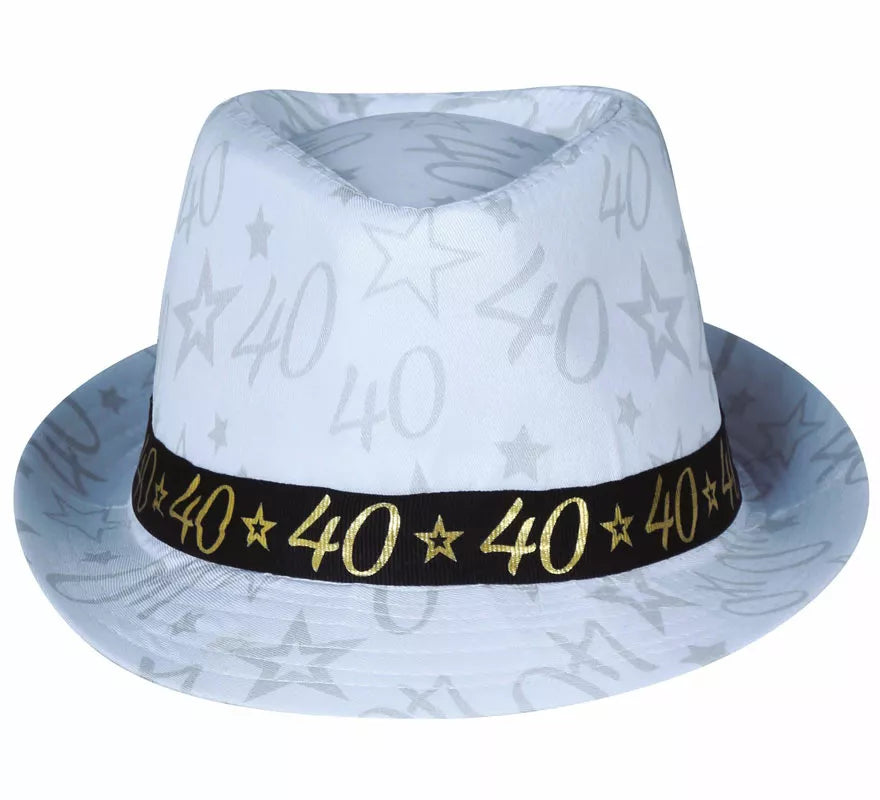 Translation missing: es.Gorro Gángster Blanco 40 Años Cumpleaños y Aniversarios