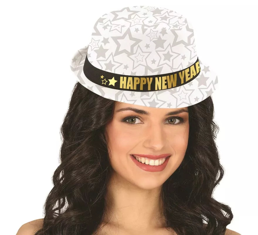 Translation missing: it.Gorro Gángster Happy New Year blanco