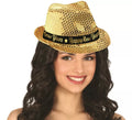 Gorro Gánster Happy New Year Lentejuelas dorado