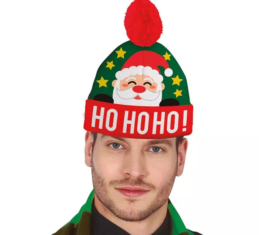 Translation missing: it.Gorro Navideño Papá Noel Ho Ho Ho con efecto lana
