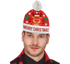 Cappello natalizio con renna Merry Christmas con effetto lana