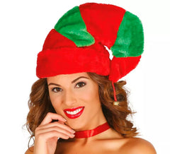 Cappello o cappello da elfo rosso e verde con campana