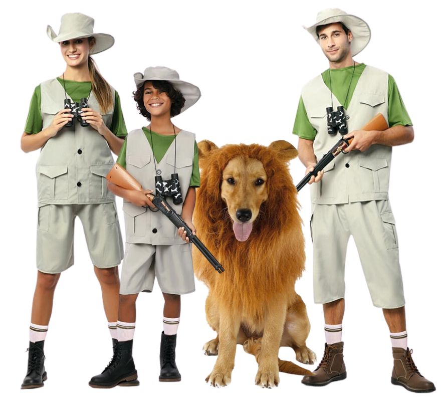 Gruppo di esploratori della natura con il Leone