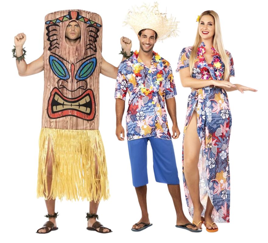 Gruppo hawaiano con Totem Tiki
