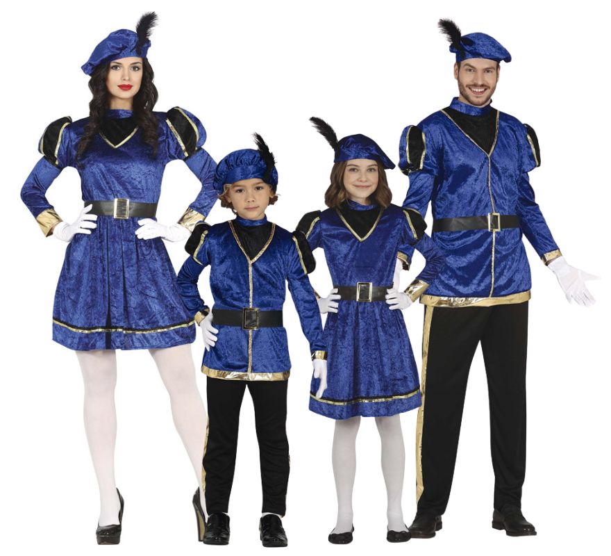 Gruppo di paggi eleganti in blu