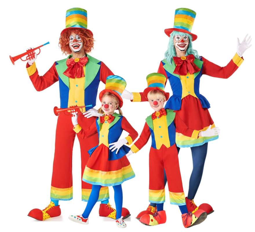 Gruppo di clown colorati