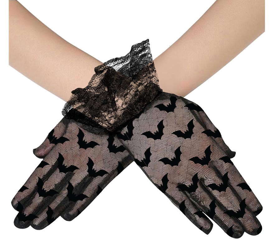 Translation missing: es.Guantes Calados negros de Murciélagos de 22 cm