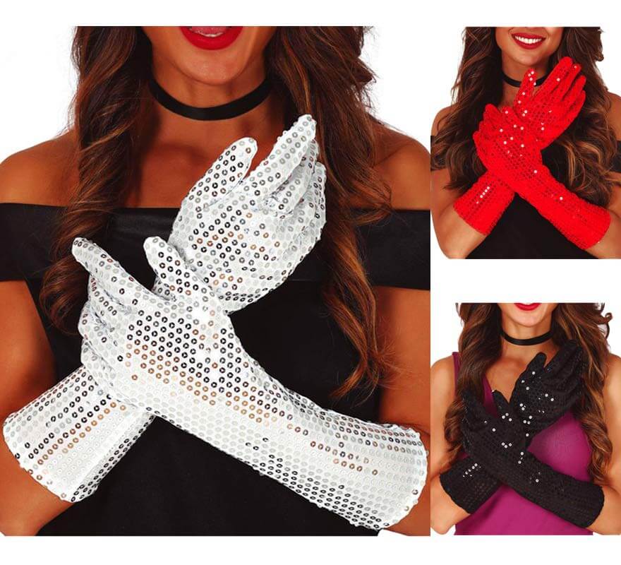 Translation missing: it.Guantes con Lentejuelas en varios colores de 39 cm