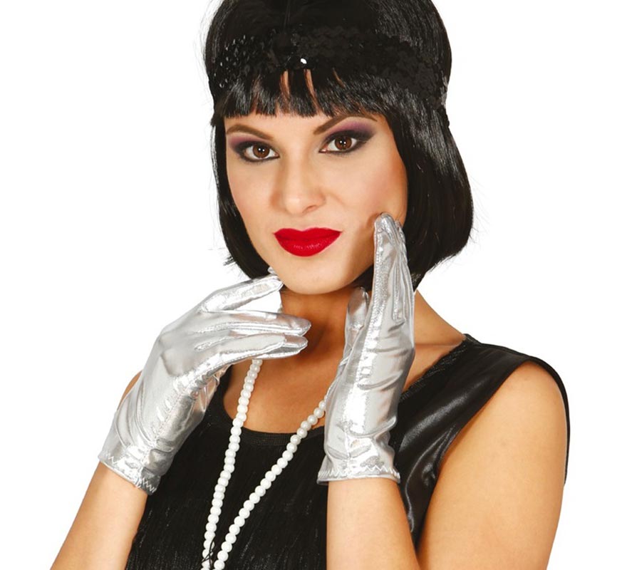 Translation missing: it.Guantes cortos color plata 22 cm