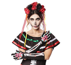 Guanti Catrina rosa con fiori