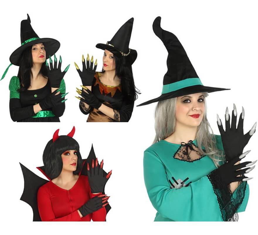 Guantes de Monstruos con uñas en 4 colores surtidos