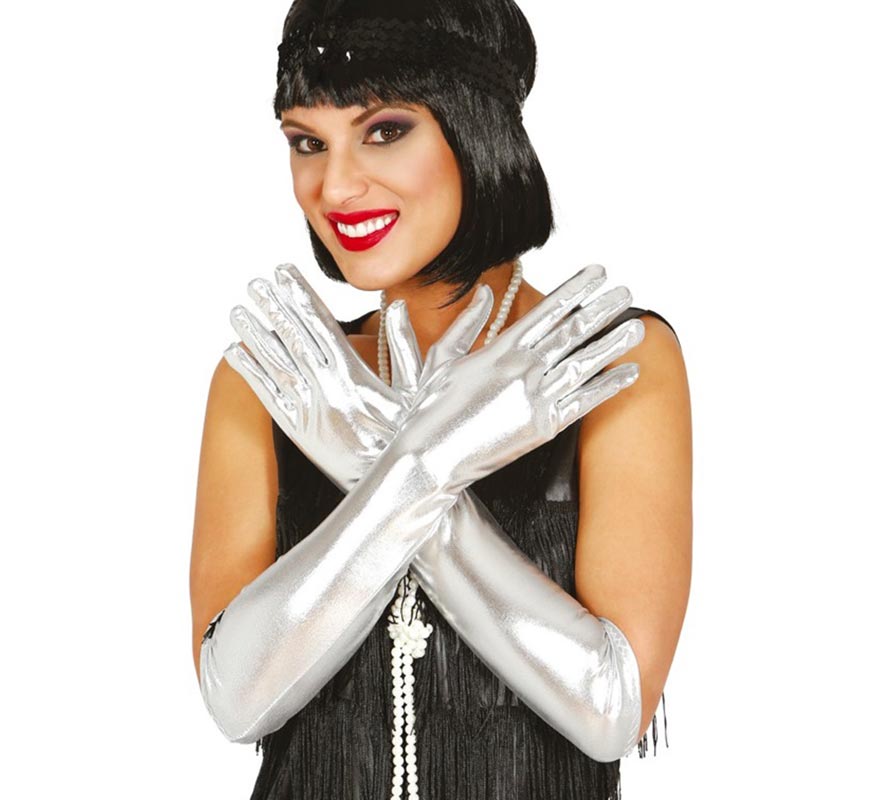 Translation missing: es.Guantes Largos color plata 44 cm