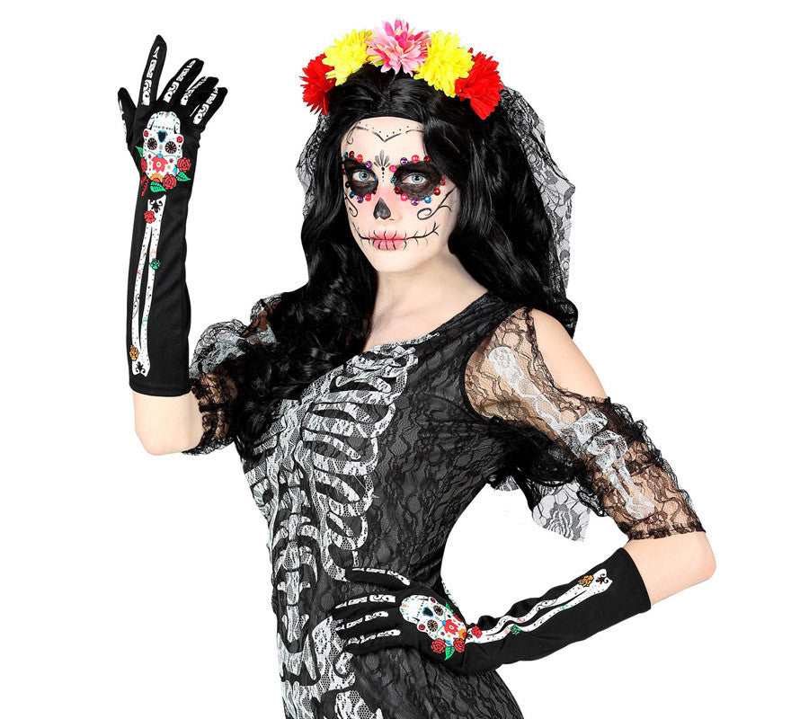 Translation missing: it.Guantes largos de Catrina Día de Los Muertos de 40 cm