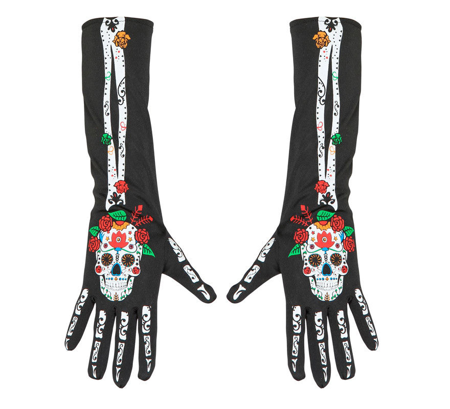 Translation missing: es.Guantes largos de Catrina Día de Los Muertos de 40 cm