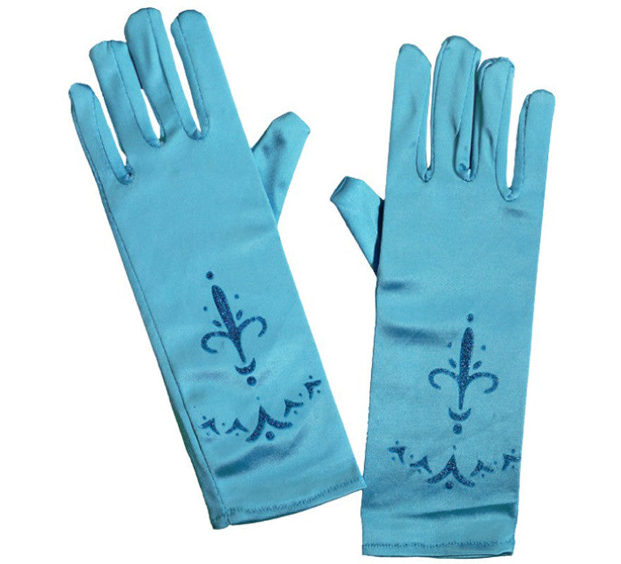 Translation missing: it.Guantes largos de Princesa azules infantiles de 24 cm