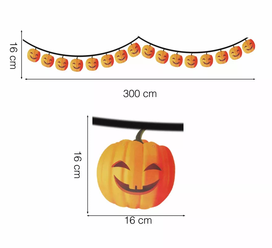 Translation missing: it.Guirnalda Calabazas de 300 cm 16X16 cm (Alta calidad)
