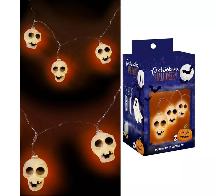 Translation missing: it.Guirnalda de 10 Calaveras iluminación LED de 150 cm