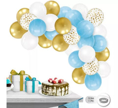 Ghirlanda di 30 palloncini blu, bianchi e oro