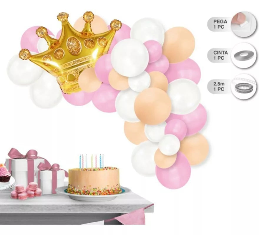 Translation missing: it.Guirnalda de 45 Globos con Corona dorada