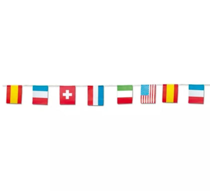 Guirnalda de Banderas Internacionales de papel de 15x20 cm 5 m de largo