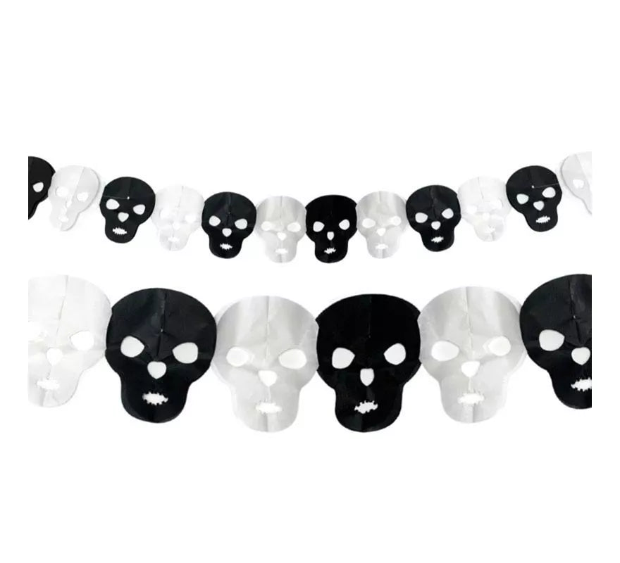 Translation missing: es.Guirnalda de Calaveras negro y blanco de 3 mts
