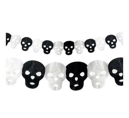 Guirnalda de Calaveras negro y blanco de 3 mts