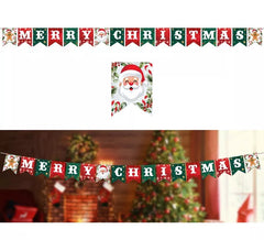 Ghirlanda di Buon Natale con Babbo Natale e Renna 300x20x15 cm