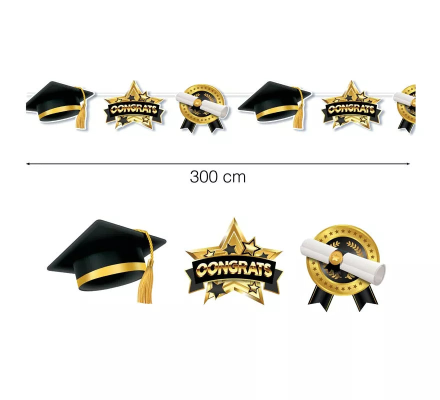 Translation missing: it.Guirnalda de Graduado negro y dorado de 300 cm