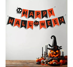 Ghirlanda Happy Halloween con teschio e zucca 3 m