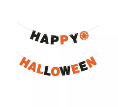 Ghirlanda Happy Halloween arancione e nera da 3 m