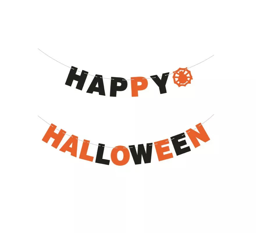 Translation missing: it.Guirnalda de Happy Halloween naranja y negro de 3 m