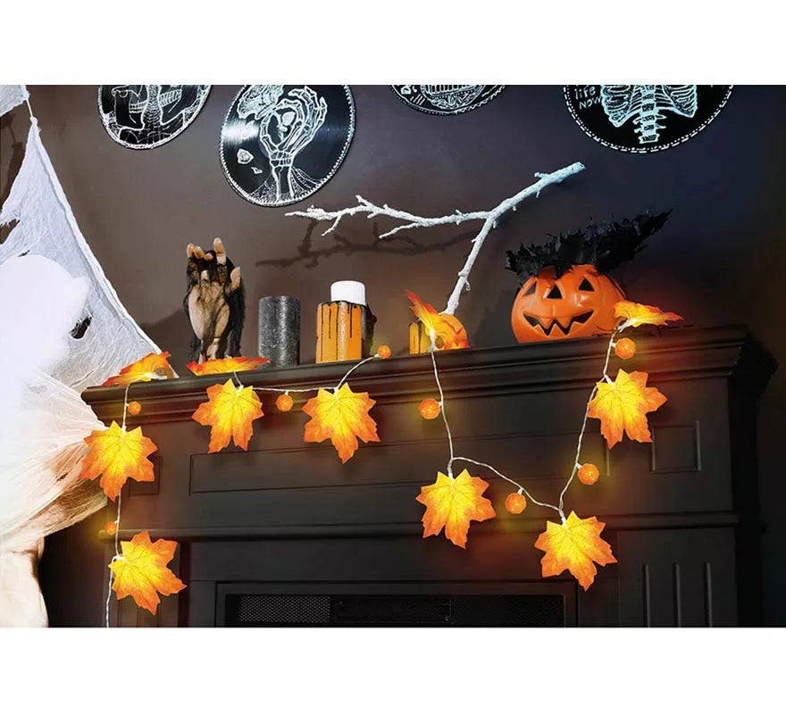 Translation missing: it.Guirnalda de Hojas Calabaza a Pilas de 20 Leds
