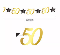 Ghirlanda Dorata 50 Anni di 300 cm