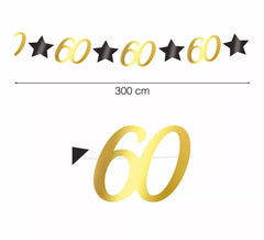 Ghirlanda Dorata 60 Anni di 300 cm