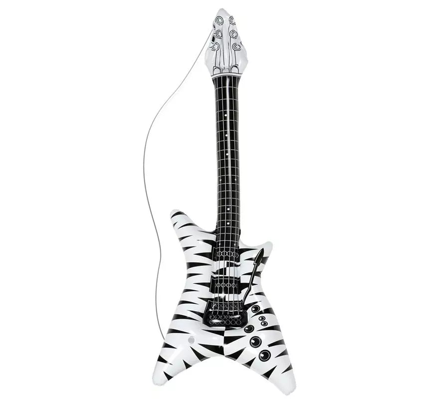 Translation missing: es.Guitarra Rockstar estampado cebra hinchable de 95 cm