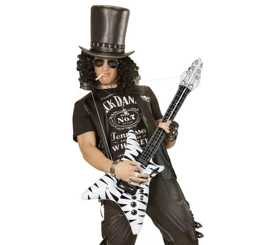 Translation missing: it.Guitarra Rockstar estampado cebra hinchable de 95 cm