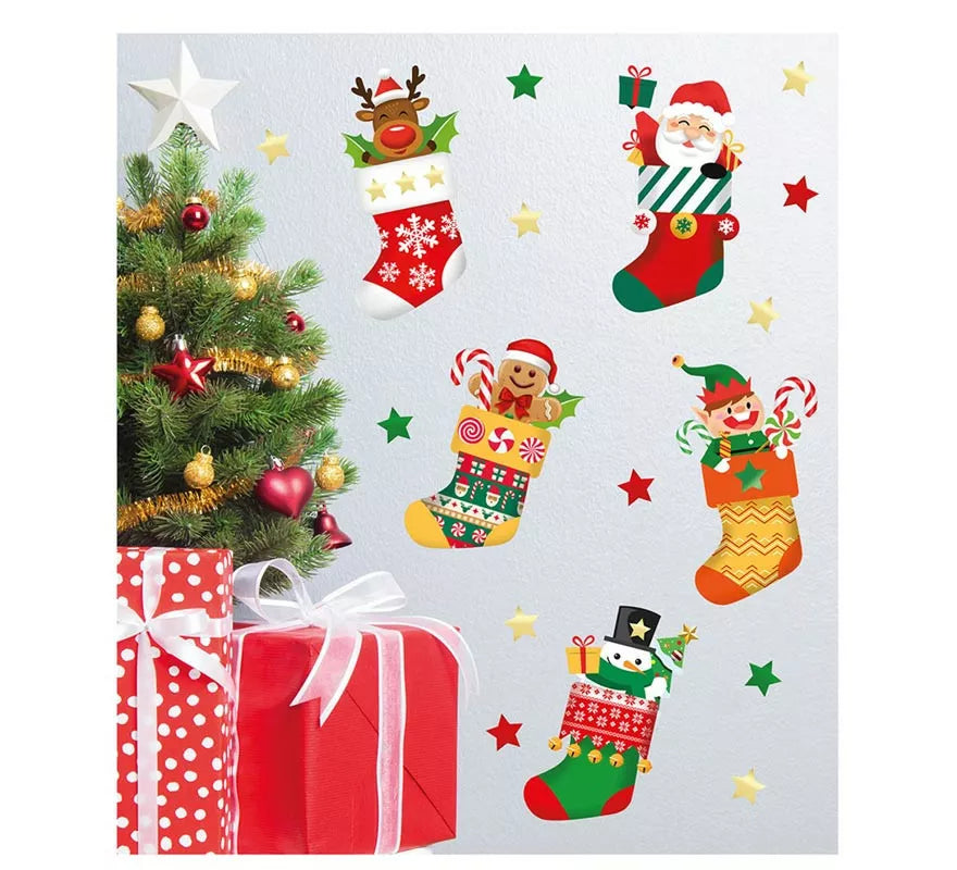 Translation missing: es.Hoja de Figuras Navideñas adhesivas para pared de 25x70 cm