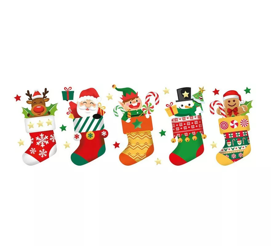 Translation missing: es.Hoja de Figuras Navideñas adhesivas para pared de 25x70 cm