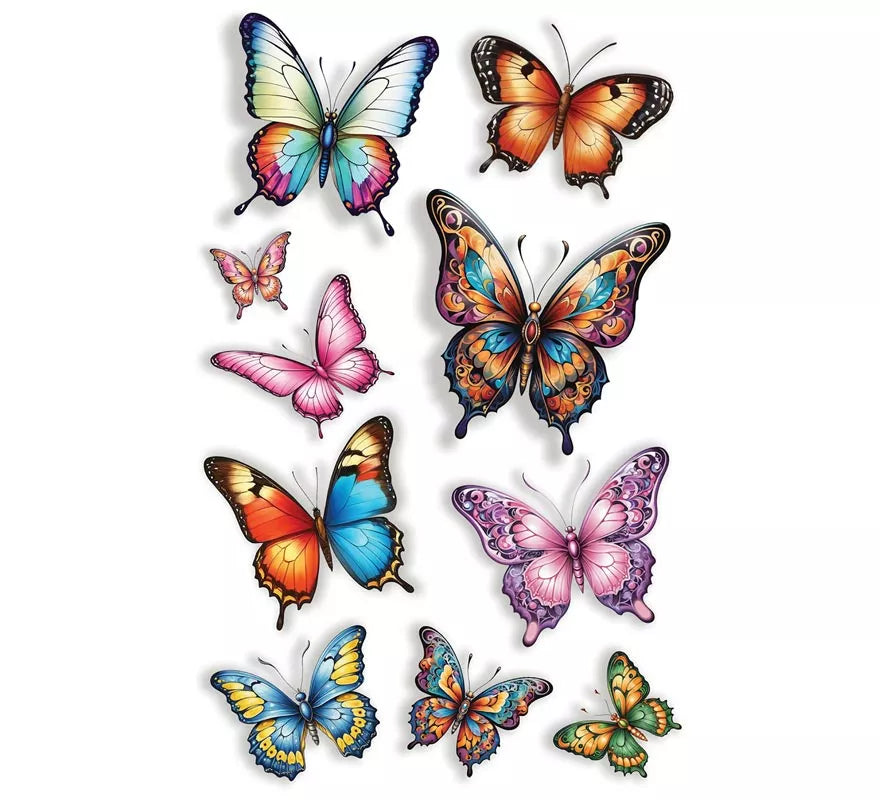 Translation missing: es.Hoja de Tatuajes de Mariposas de 14x30 cm
