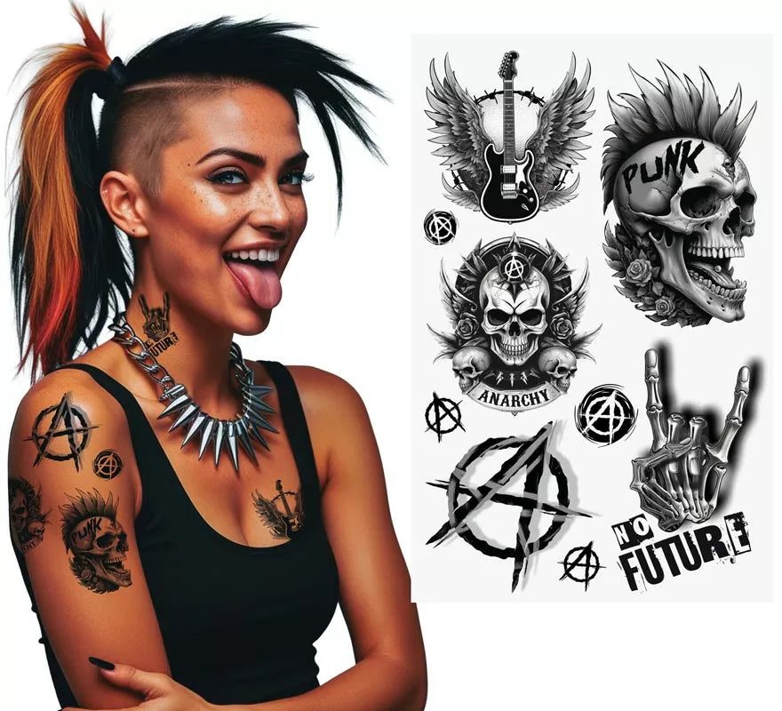 Translation missing: it.Hoja de Tatuajes Punk de 14x30 cm