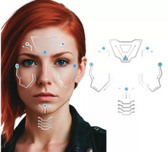 Foglio per tatuaggi con viso di robot cyborg 20x20 cm