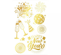 Hoja Tatuajes Happy New Year dorado