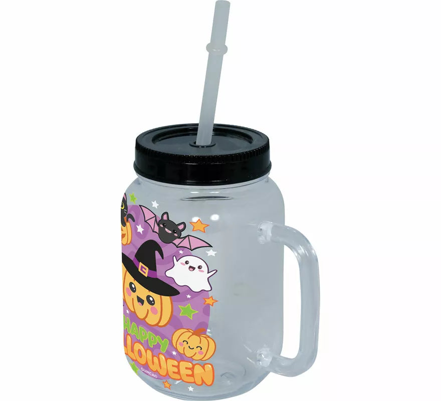 Jarra Happy Halloween con Pajita de 14 cm